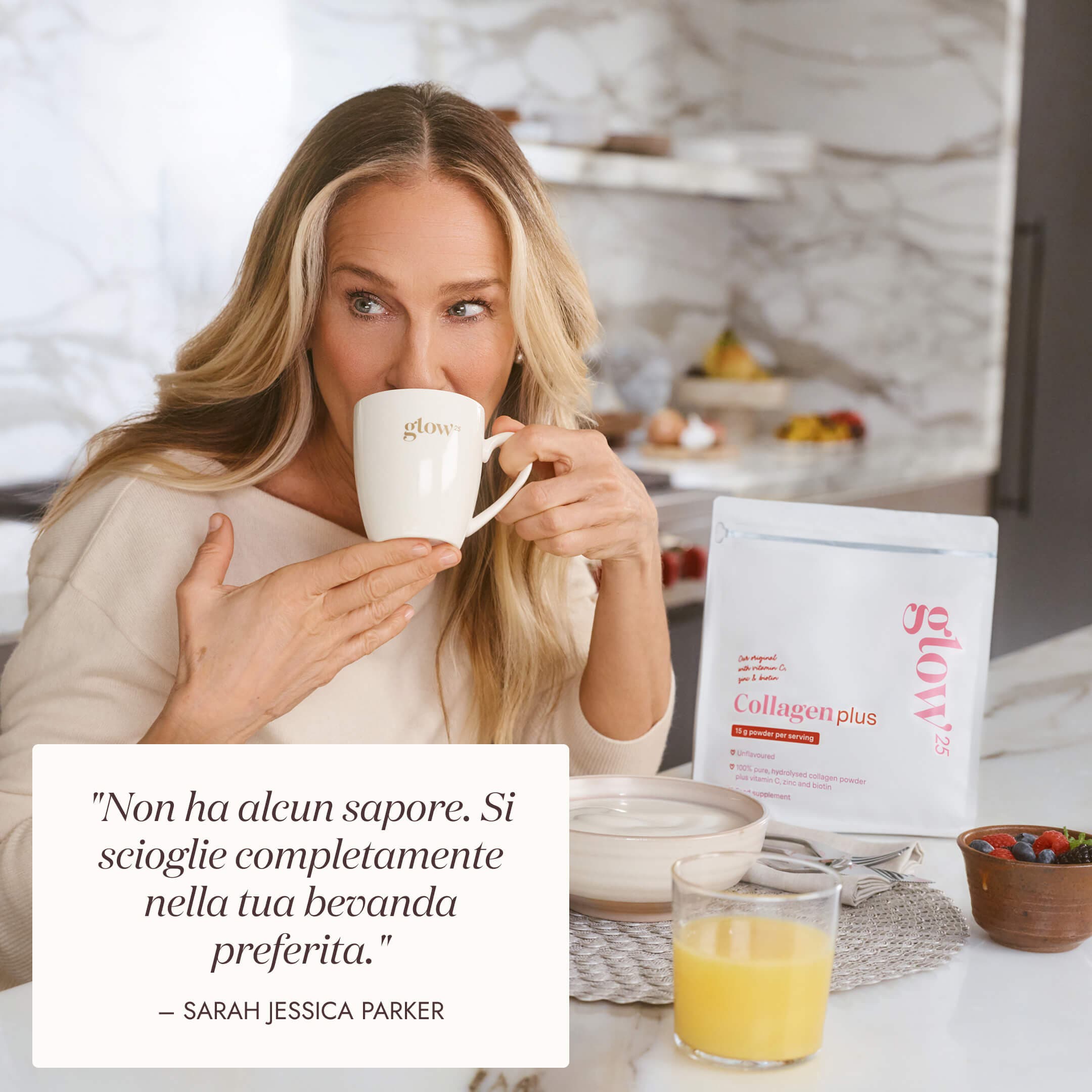 Glow25 Collagen Plus – productverpakking (Italiaanstalige versie)